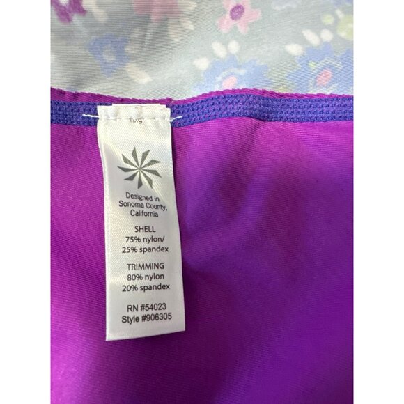 Athleta Mock Neck Long Sleeve Purple Floral Trestle Rashguard SizeM - Picture 7 of 10